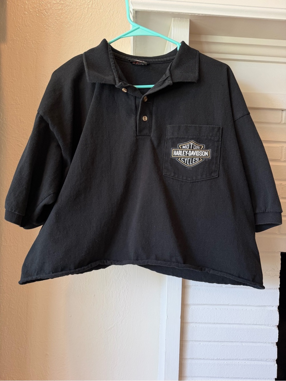 Harley Davidson Reno Black Cropped Polo Shirt XL Biker Motorcycle